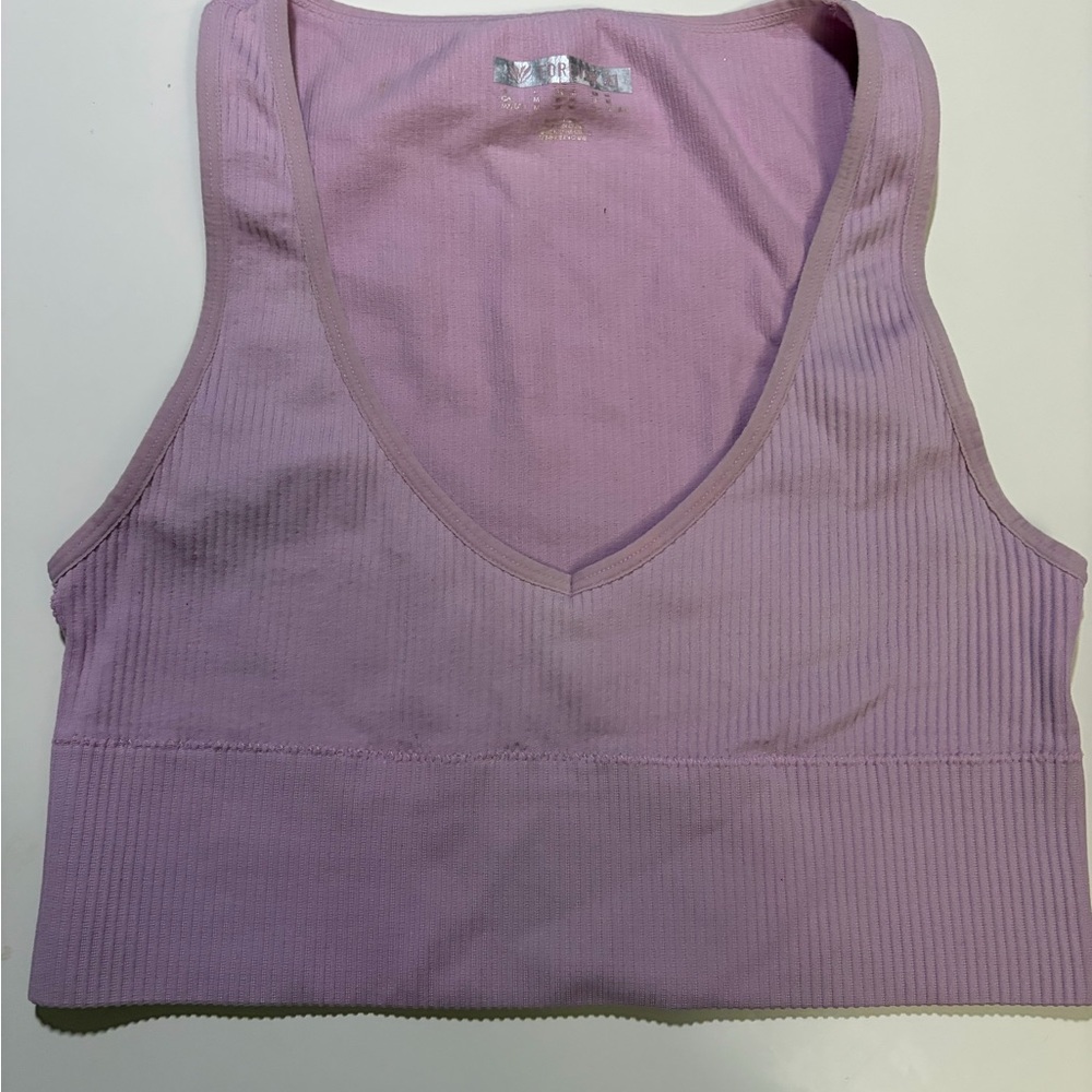 Forever 21 Purple Ribbed V-Neck Tank Top size Medium